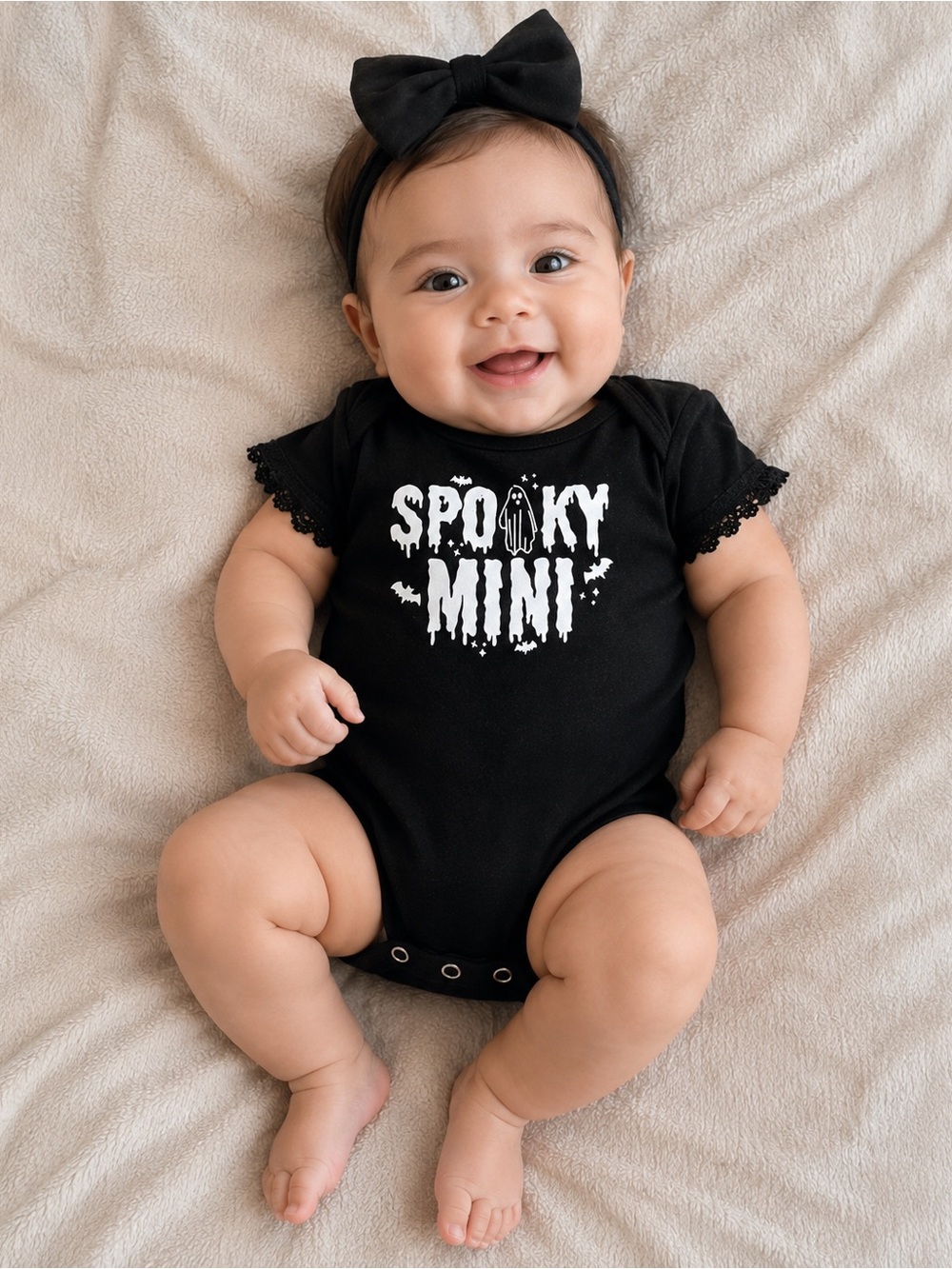 Spooky Mini Black Baby One-Piece Bodysuit